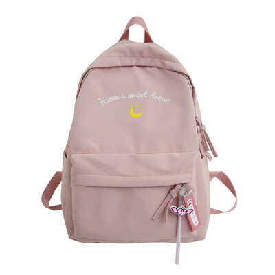 

INSF Nylon Bookbag Female Korean Version High School Tea Green Student Chao Brand Backpack Shoulder Bag Middle School Student