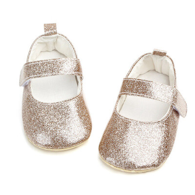 

Toddlerborn Baby Girl Sequined Shiny Soft Sole Crib Shoes Anti-slip Cotton Bow PU Princess Crib Shoes Prewalker 0-18M