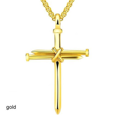 

Mens Jewelry Stainless Steel Nail&Rope Cross Pendant Necklace