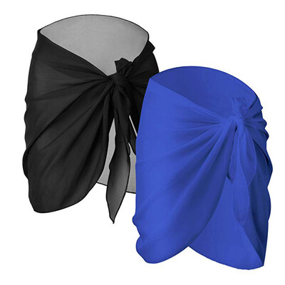 

Roseonmyhand 2 Pieces Women Solid Beach Wrap Sarong Cover Up Chiffon Swimsuit Wrap Skirts