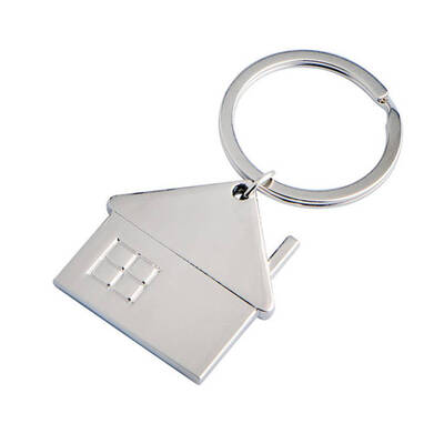 

Small House Shaped Pendant Keychains Metal Home Car Geometric Keyrings Key Holders Decor Accessories