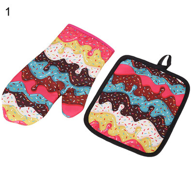 

2Pcs Donut Microwave Oven Heat Resistant Glove Kitchen Baking Insulation Mat Set