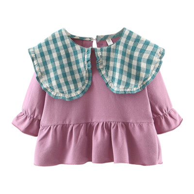 

Baby Girl Dress 0-3T New Autumn Cute Toddler Baby Fashion Casual All-match Lovely Sweet Doll Large Lapel Long Sleeve T-shirt