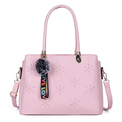 

Pompom Shoulder Handbags PU Leather Women Snowflake Print Crossbody Bags