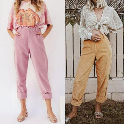 

New women&39s pencil stretch casual corduroy tights high waist jeans trousers Europe&the United States selling
