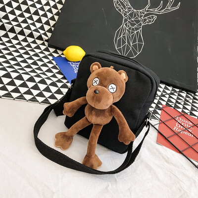 

Bags canvas bags ladies one shoulder diagonal bags cute dolls students Korean version of the ancient girl inssen Departmen