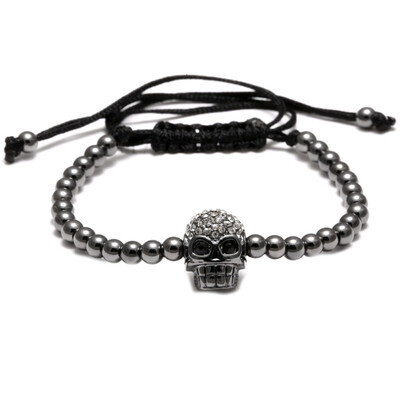 

Unisex Gothic Skull Hand-Woven Leather Cord Rope Wrap Bangle Bracelet Halloween