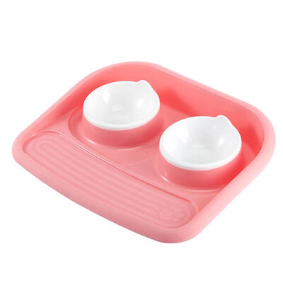 

Pet Double Bowls Dog Cat Feeder Non-Slip Food Feeding Water Drinking Bowl
