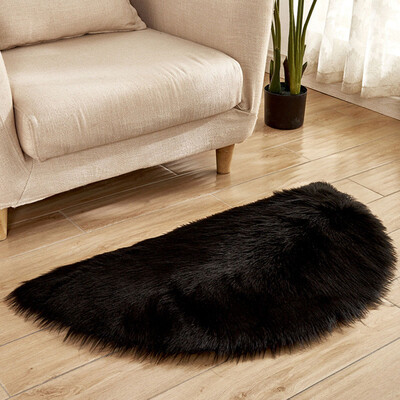 

Gobestart Wool Imitation Sheepskin Rugs Faux Fur Non Slip Bedroom Shaggy Carpet Mats