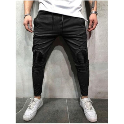 

Mens Slim Fit Urban Straight Leg Trousers Casual Pencil Jogger Cargo Pants