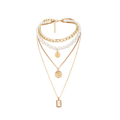 

HHYDE Punk Multi Layered Pearl Choker Necklace Collar Statement Virgin Mary Coin Crystal Pendant Necklace Women Jewelry Bijoux