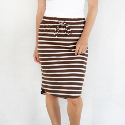 

Roseonmyhand Women Sexy Fashion Hight Waist Stripe Skirt Summer Elastic Short Skirt