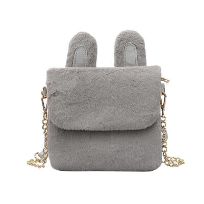 

Fashion Women Plush Rabbit Shoulder Bags Solid Color Chain Crossbody Bag