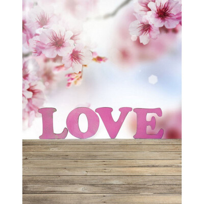 

Pink Flower Love Photo Backdrop 57FT Vinyl Fabric Cloth Digital Printing Photo Background for Birthday s-2195