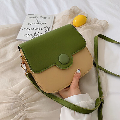 

Ins small bag contrast color advanced sense of foreign style womens bag new 2019 summer popular saddle bag shoulder Messenger bag