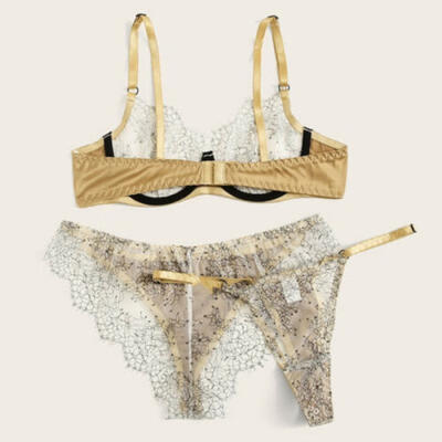 

3pc Women Sexy Lingerie Sheer Lace Bralette Crop Top Bra Set Underwear Sleepwear