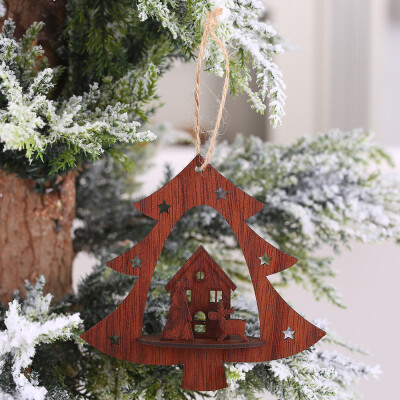 

Siaonvr DIY Wooden Tree Pendant Creative Hollow Christmas Tree Hanging Ornaments