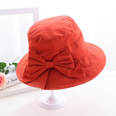 

2019 new summer Korean bow Ruffle hat brim womens hat folding cotton linen hat sun basin hat