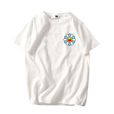 

Women Round Collar Summer Flower Print Loose Short Sleeve Casual Simple Wild T-Shirt