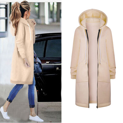 

Roseonmyhand Women Warm Zipper Open Hoodies Sweatshirt Long Coat Jacket Tops Outwear