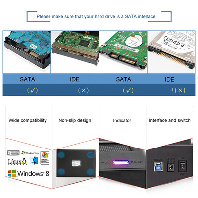 

2535 inch SATA HDDSSD USB30 External Interface Hard Disk Enclosure HDD Docking for Windows 2003XPVistaWin7Win8Win10 Li