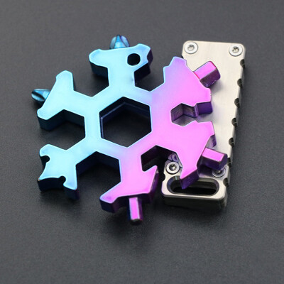 

〖Follure〗Snow keychain tools Snowflake shape wrench keychain multi-function gadget