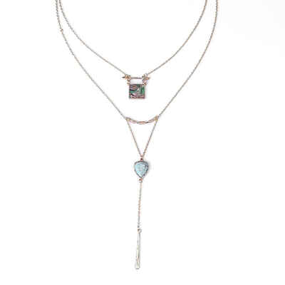

Bohemian Ethnic Style Sexy Layered Chain Triple Layering Gemstone Pendants Women Necklace