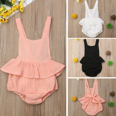 

Newborn Kid Baby Girls Bow-knot Romper Bodysuit Jumpsuit Sunsuit Clothes Outfits