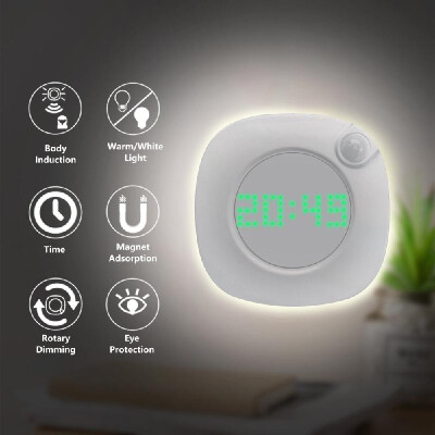 

Night Light Bedroom Home Toilet Stair Kitchen Wardrobe Wall Motion Sensor Human Body Induction Light Kids Baby Nursery with Time C