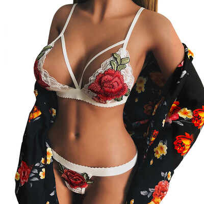 

Toponeto Women Lingerie Corset Lace Bandage Push Up Top BraPants Underwear Set