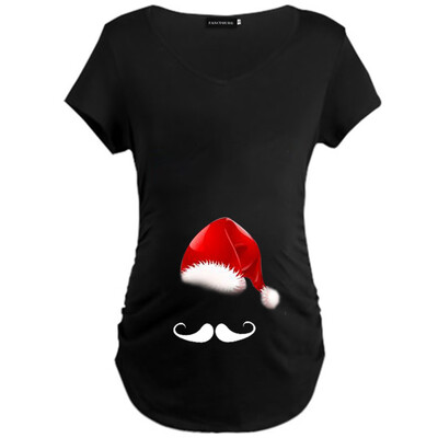 

Xmas Pregnant T-Shirt Cute Graphic Printed Tee Pregnancy Short Sleeve T Shirt Christmas Solid Color Maternity Tee Tops