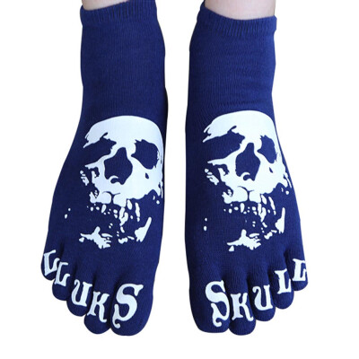 

Men Funny Punk Gym Sports Skull Skeleton Cotton Five Finger Ankle Toe Socks Halloween Socks