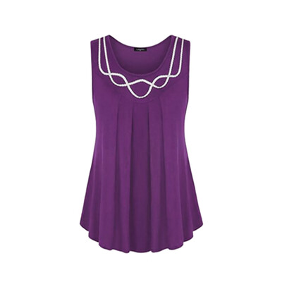 

Nomeni Women Sleeveless O-Neck Pure Color Plus Size Vest Blouse Top Tunic Shirt