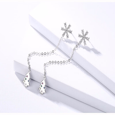 

Yoursfs New 925 silver Korean version fashion snowflake earring Simple cute Christmas hat beautiful Christmas earring Earrings