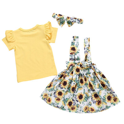 

3PCS Toddler Kids Baby Girls T-shirt TopsSkirt Dress Summer Outfits Clothes Set