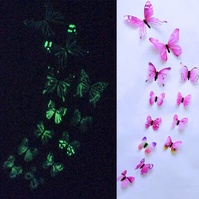 

Toponeto 12pcs Luminous Butterfly Design Decal Art Wall Stickers Room Magnetic Decor BU