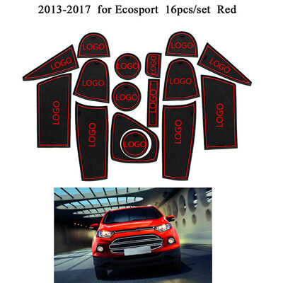 

16pcs Replacement for Ford Ecosport 2013-2017 Car Gate Slot Mat Door Anti-Slip Cup Cushion Interior Decoration