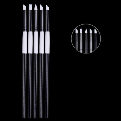 

〖Follure〗5 Pcs Pencil Head Nail Art Brush Nail Silicone Brushes With Aluminum Tube Strap