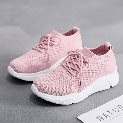 

New 2019 DIWEINI Women Spring Sneakers Knitting Sock Female Vulcanized Shoes Casual Slip On Flat Shoe Mesh Soft Walking Footwear