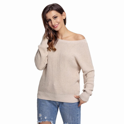 

Round neck long sleeve pullover sweater with two knitted sweaters