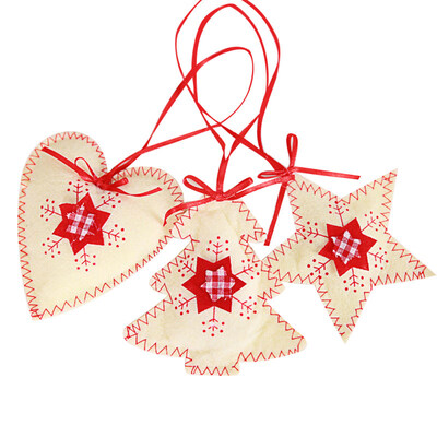 

3Pcs Christmas Tree Hanging Pendants Star Love Heart Ornament Party Window Decor