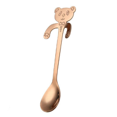 

Cute Bear Spoon 304 Stainless Steel Teaspoon Long Handle Coffee Spoons Sugar Dessert Appetizer Seasoning Bistro Flatware Hanging C