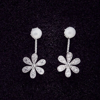 

New Fashion Simulated Pearls Pendientes Bijoux Angel Wings Leaf Feather Flowers Stud Earrings For Women Wedding Jewelry Brincos