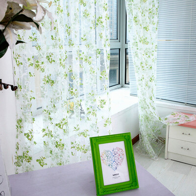 

Gobestart Flower Sheer Curtain Tulle Window Treatment Voile Drape Valance 1 Panel Fabric