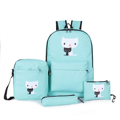 

Tailored 4Pcs Women Students Nylon School BackpackCrossbody BagClutch BagPen Bag