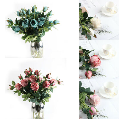 

US Rose Silk Fake Flower Bouquet Artificial Wedding Party Floral Home Decor