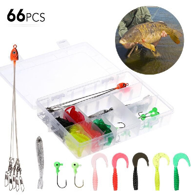 

108pcs Fishing Tackle Set Artificial Soft Bait Grub Earthworm Lures Swimbaits Jig Hooks Set with Tackle Box