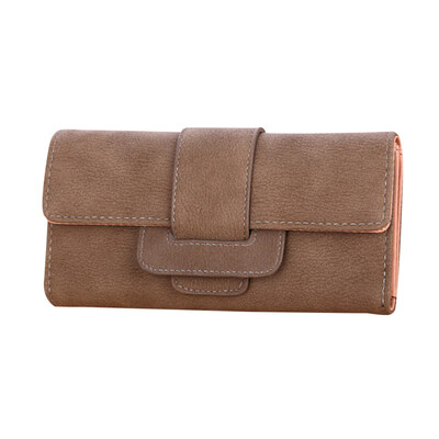 

Vintage Women Solid Color Faux Leather Cash Card Holder Long Clutch Purse Wallet