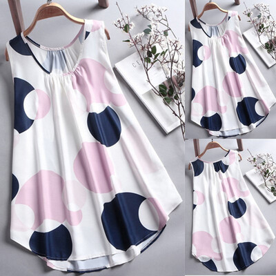 

Starmoon Plus Size Women Big wave Print Casual Sleeveless Vest T-shirt Tops