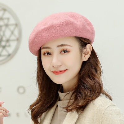 

Hat female Japanese autumn&winter wool berets retro Joker solid color wool painter Hat Korean literary bud Hat